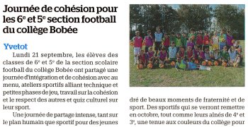Journée de cohésion pour les 6e et 5e de la section football 